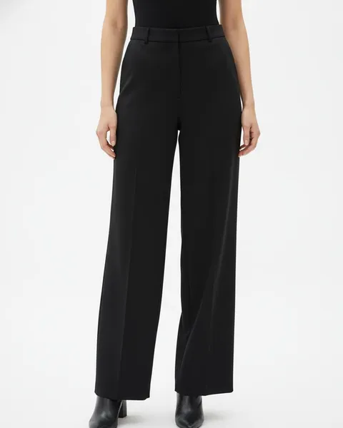 Juniper Wide Leg Trouser in Black, model shot on white