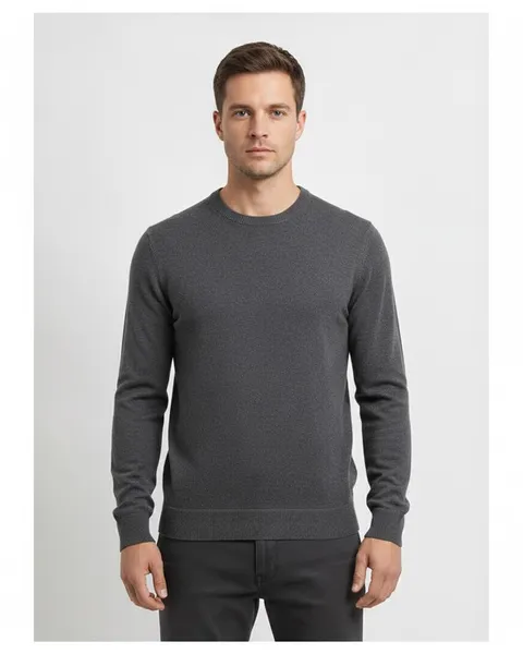 Rowan Crew Knit in Charcoal, model shot on white