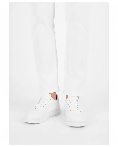 Dunley Everyday Trainer in White, model shot on white