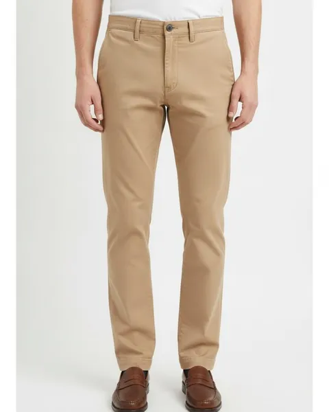 Marlow Chino Trouser in Stone, model shot on white