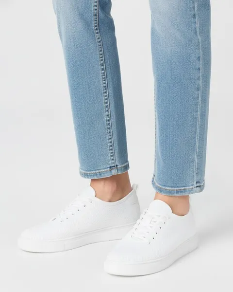 Juniper Everyday Trainer in White, model shot on white