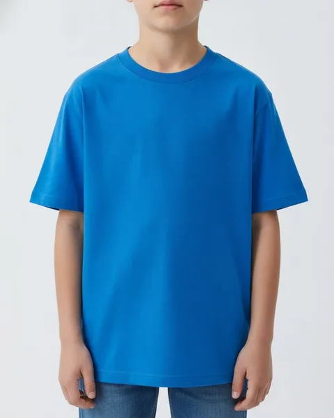 Oakmere Kids Graphic Tee in Blue, model shot on white