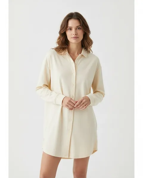 Marlow Nightshirt in Ivory, model shot on white