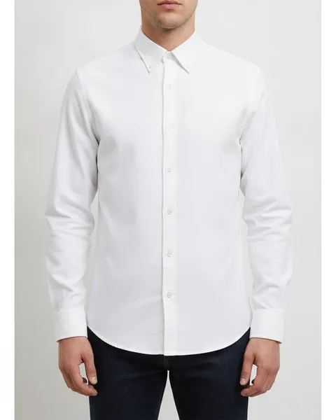 Calder Oxford Shirt in White, model shot on white