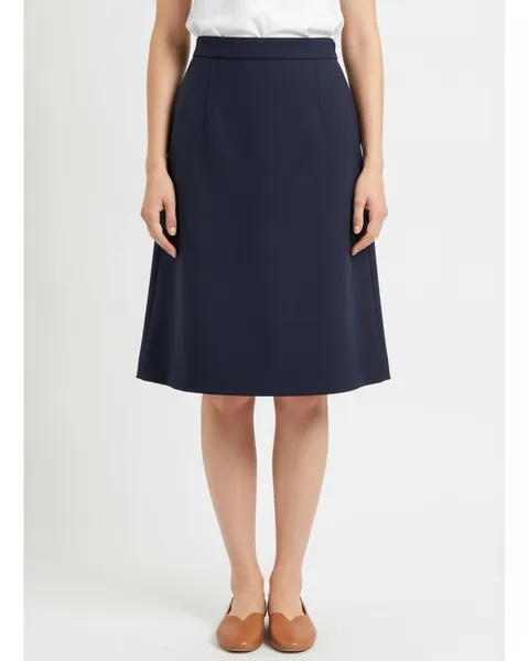 Alder A-Line Skirt in Navy, model shot on white