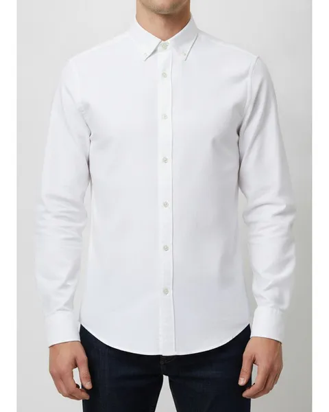 Aster Oxford Shirt in White, model shot on white