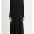 Rowan Midi Dress in Black, model shot on white