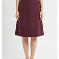 Alder A-Line Skirt in Burgundy, model shot on white