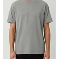 Hadley Crew Neck Tee in Heather Grey, model shot on white