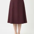 Dunley A-Line Skirt in Burgundy, model shot on white