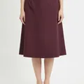 Bramley A-Line Skirt in Burgundy, model shot on white