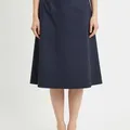 Bramley A-Line Skirt in Navy, model shot on white
