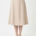 Dunley A-Line Skirt in Beige, model shot on white
