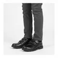 Pimlico Kids School Shoe in Black, model shot on white