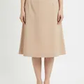 Bramley A-Line Skirt in Beige, model shot on white