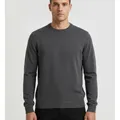 Pimlico Crew Knit in Charcoal, model shot on white