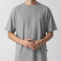 Marlow Crew Neck Tee in Heather Grey, model shot on white