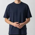 Marlow Crew Neck Tee in Navy, model shot on white