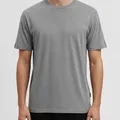 Kendall Crew Neck Tee in Heather Grey, model shot on white