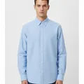 Aster Oxford Shirt in Sky Blue, model shot on white