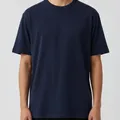 Ellis Crew Neck Tee in Navy, model shot on white