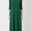 Alder Midi Dress in Emerald, model shot on white