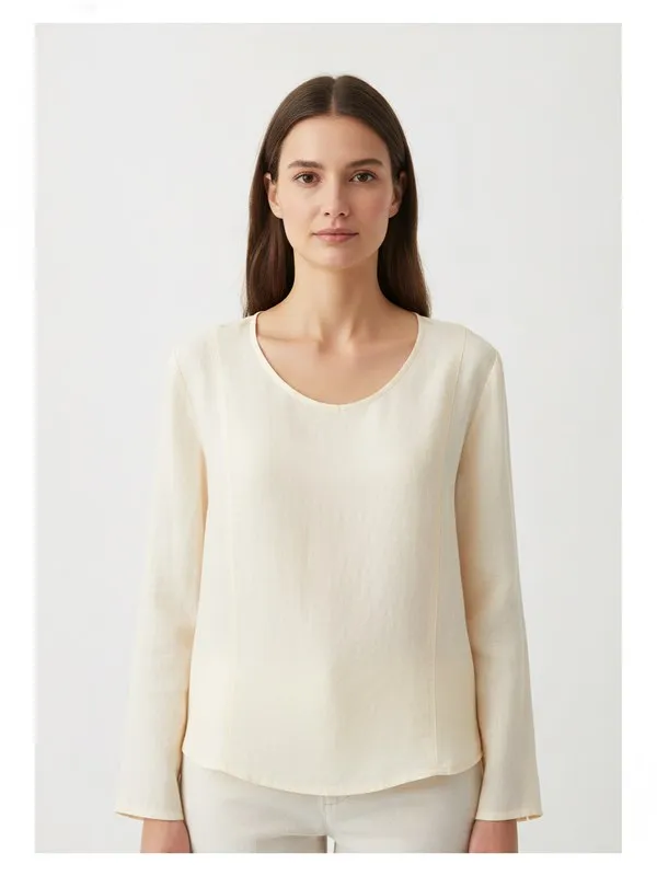 Ellis Blouse in Ivory, model shot on white