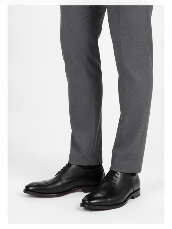Langford Leather Derby in Black, model shot on white