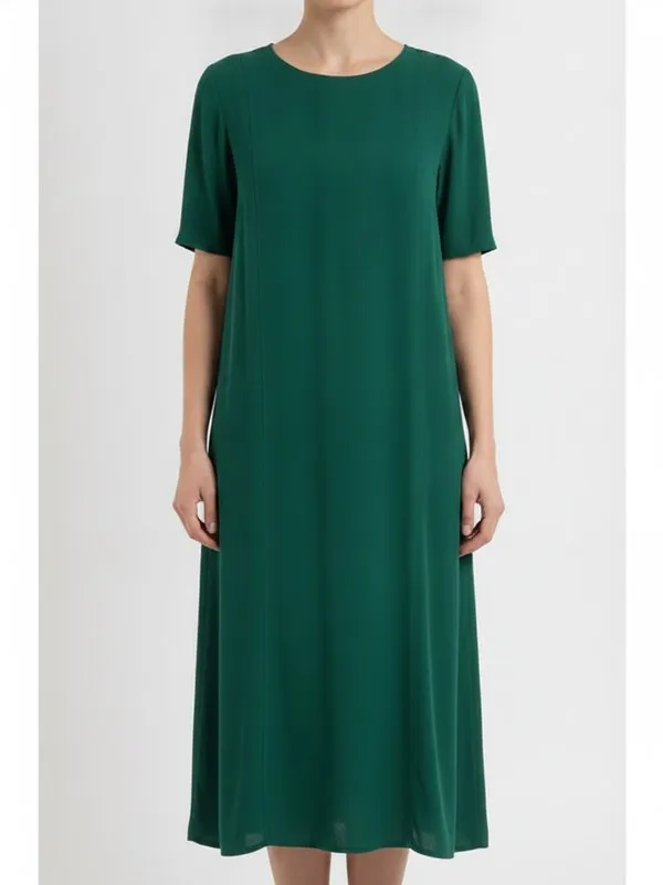 Bramley Midi Dress in Emerald, model shot on white