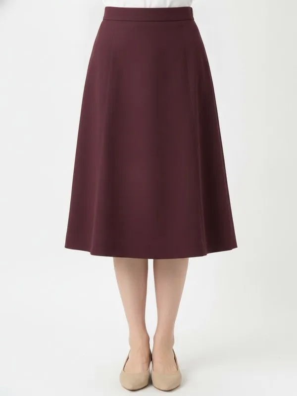 Dunley A-Line Skirt in Burgundy, model shot on white
