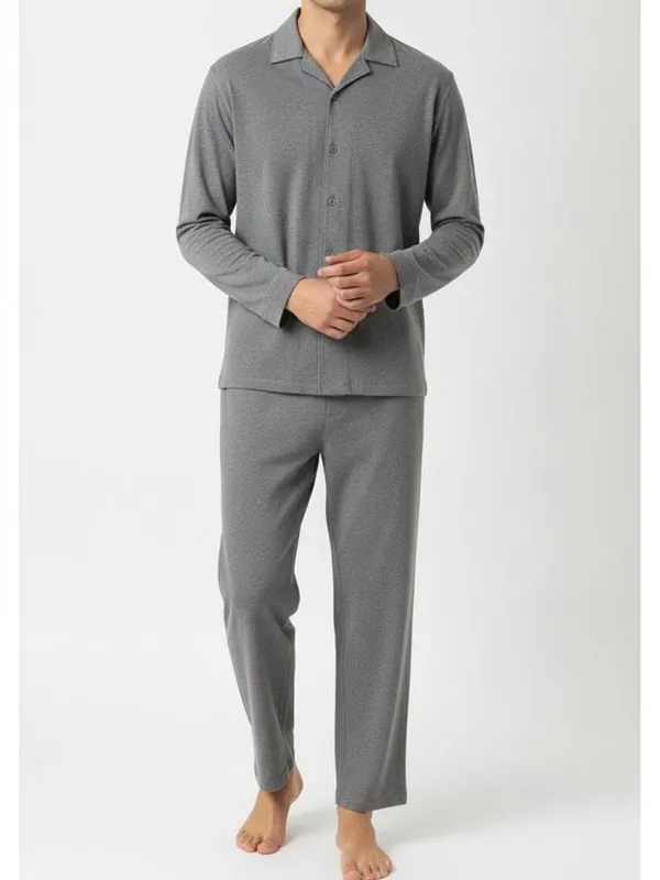 Norwood Pyjama Set in Grey, model shot on white