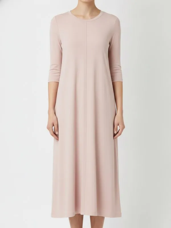 Alder Midi Dress in Blush, model shot on white
