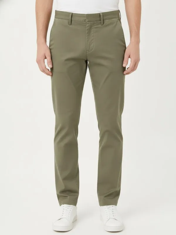 Oakmere Chino Trouser in Olive, model shot on white