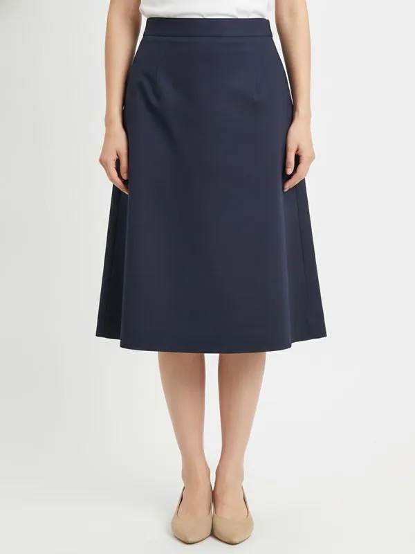 Bramley A-Line Skirt in Navy, model shot on white