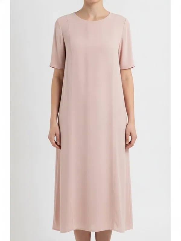 Bramley Midi Dress in Blush, model shot on white
