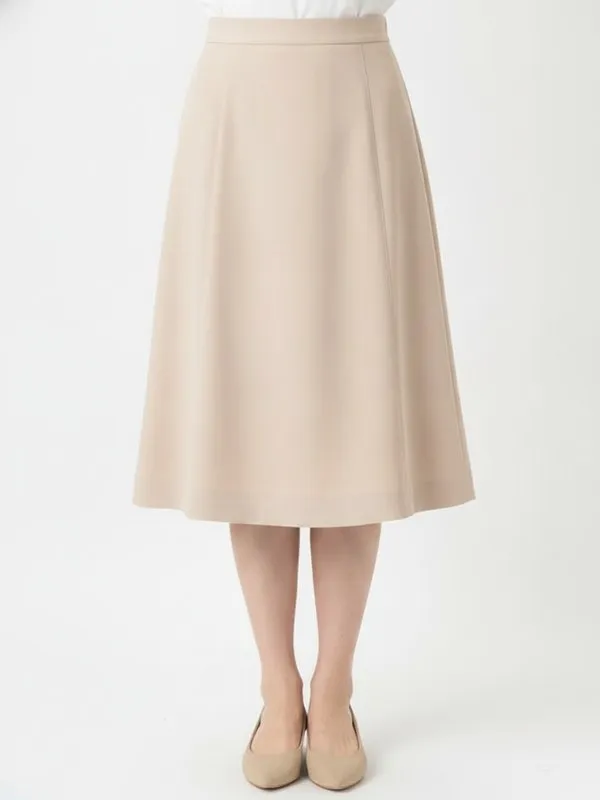 Dunley A-Line Skirt in Beige, model shot on white