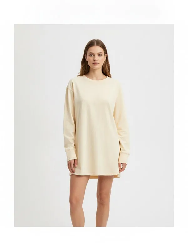 Kendall Nightshirt in Ivory, model shot on white