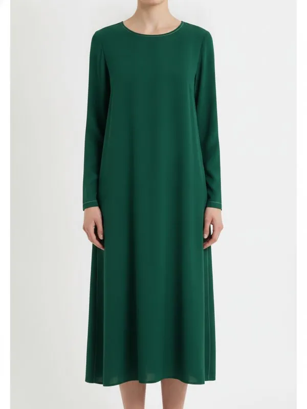 Rowan Midi Dress in Emerald, model shot on white