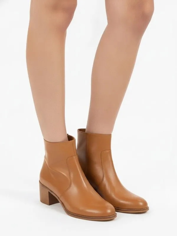 Kendall Ankle Boot in Tan, model shot on white