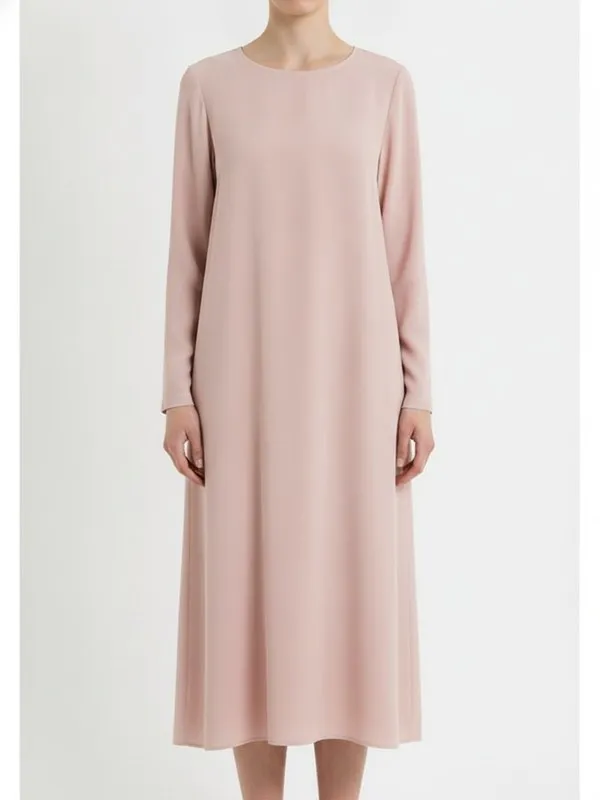 Rowan Midi Dress in Blush, model shot on white