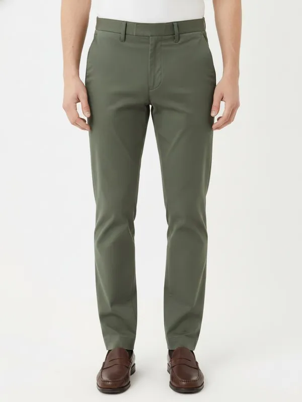 Kendall Chino Trouser in Olive, model shot on white