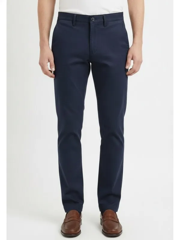 Marlow Chino Trouser in Navy, model shot on white