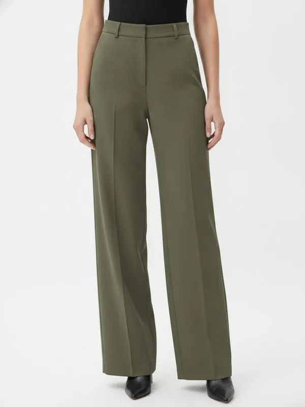 Fairmont Wide Leg Trouser in Olive, model shot on white