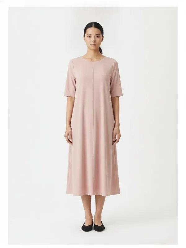 Tarn Midi Dress in Blush, model shot on white
