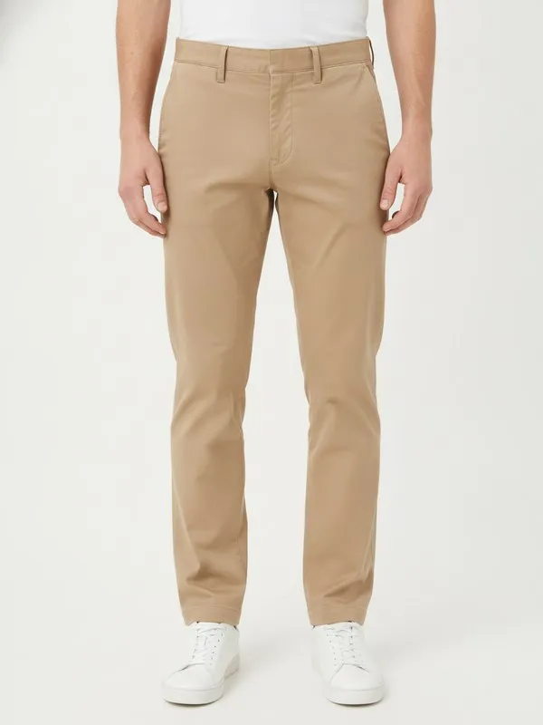 Oakmere Chino Trouser in Stone, model shot on white