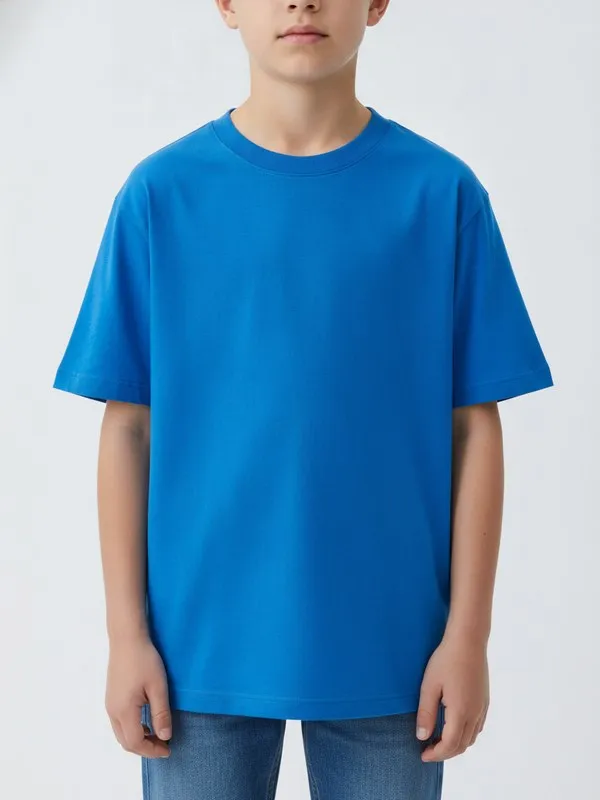 Oakmere Kids Graphic Tee in Blue, model shot on white