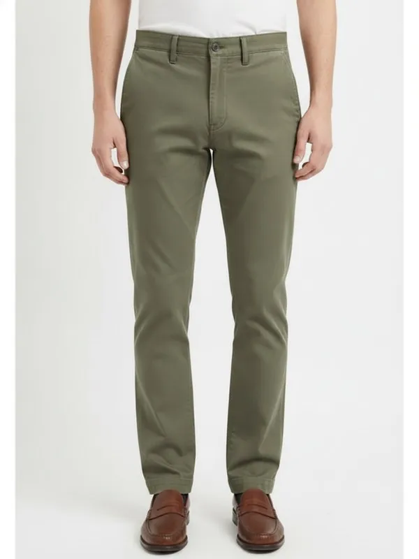 Marlow Chino Trouser in Olive, model shot on white