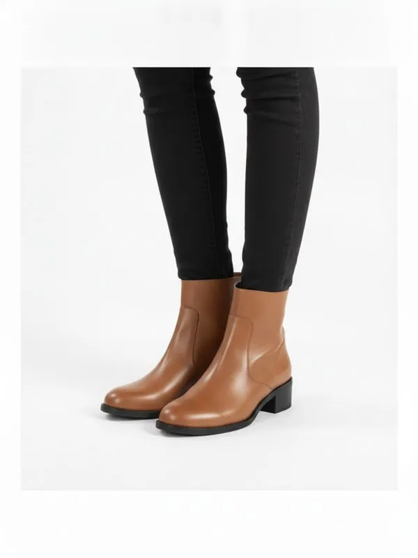 Marlow Ankle Boot in Tan, model shot on white