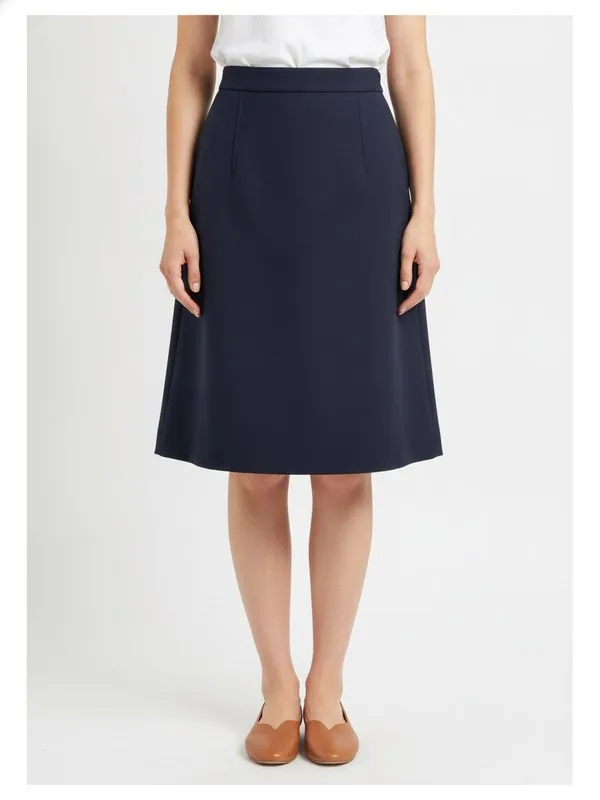 Alder A-Line Skirt in Navy, model shot on white