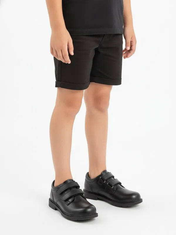 Norwood Kids School Shoe in Black, model shot on white